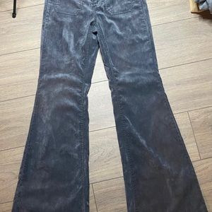 FREE PEOPLE gray velvet velour flare leg pants 27